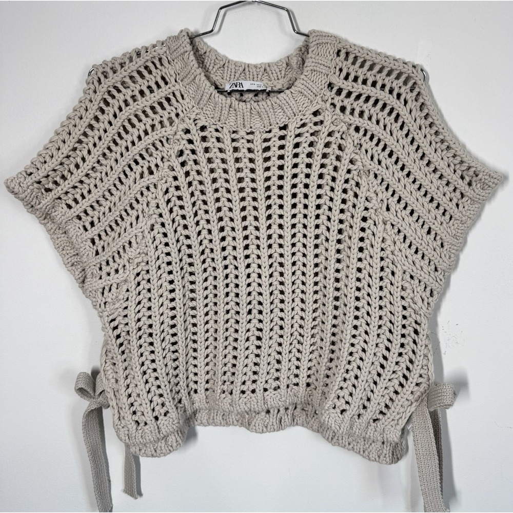 Zara Beige Open-Knit Sweater